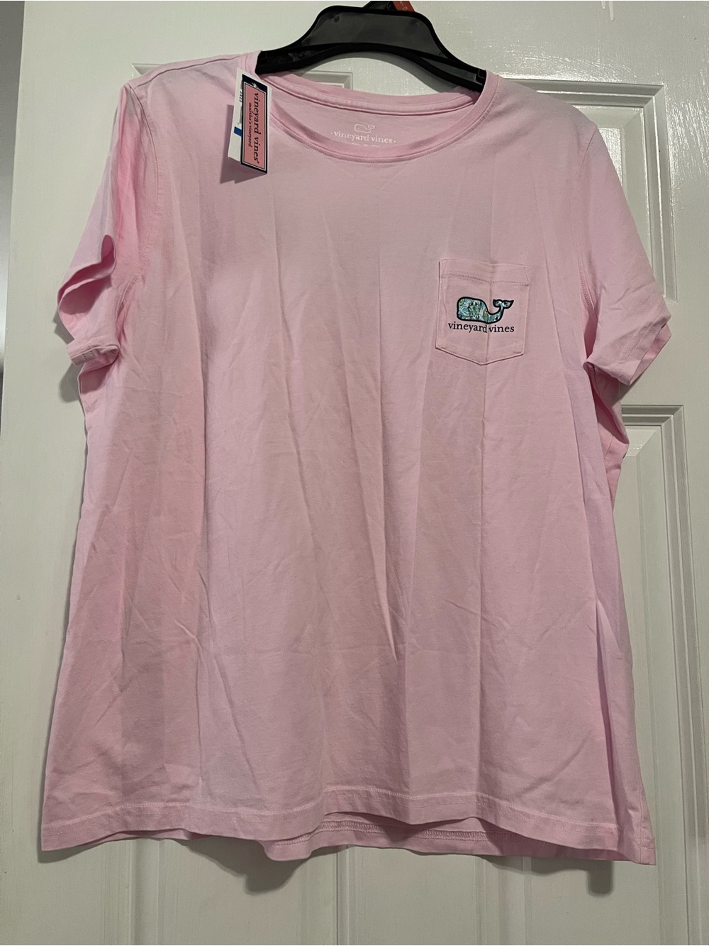 Vineyard Vines Light Pink Pocket Tee with Logo Tag